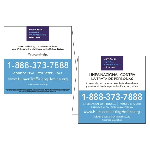 National Human Trafficking In-Room Table Tent, White Styrene